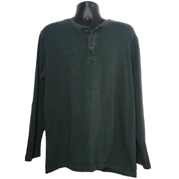 Old Navy Men's Size XL Hunter Green Long Sleeve Henley Shirt - Picture 1 of 6